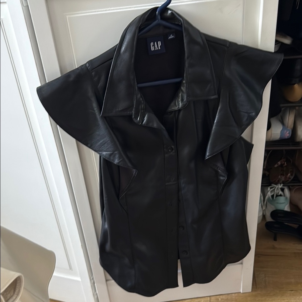 GAP Black Vegan Leather Sleeveless Top